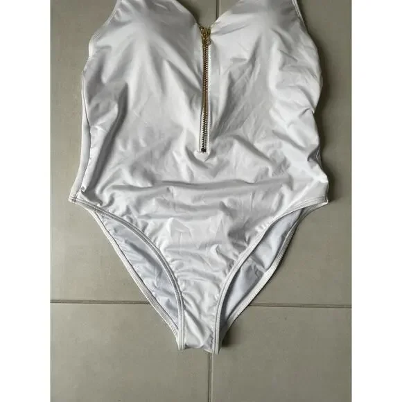 Kenny Flowers Swim One Piece Swimsuit Gold Zip The Santorini Swimwear